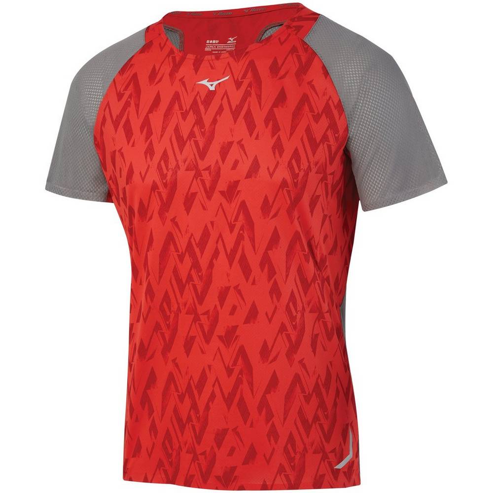 Camisetas Mizuno Running Aero Para Hombre Rojos 2041687-FM